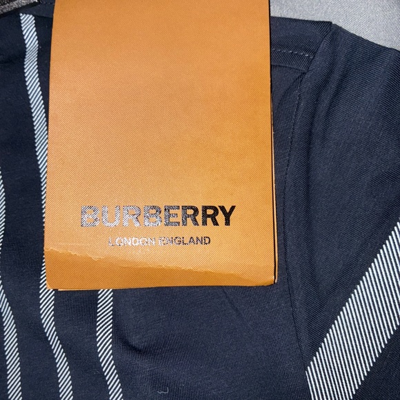 Burberry Navy and White Checkered Men's Tee - Picture 2 of 4